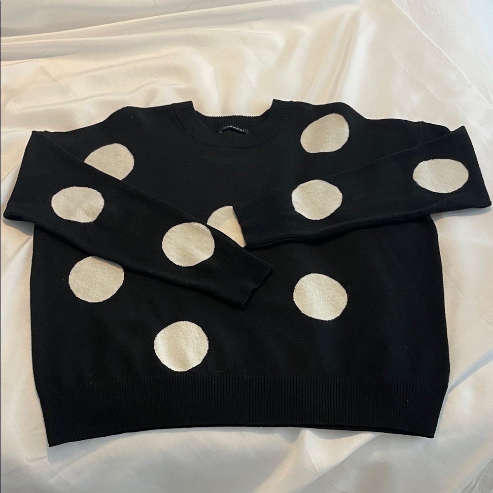 Tahari Black Sweater with White Dots